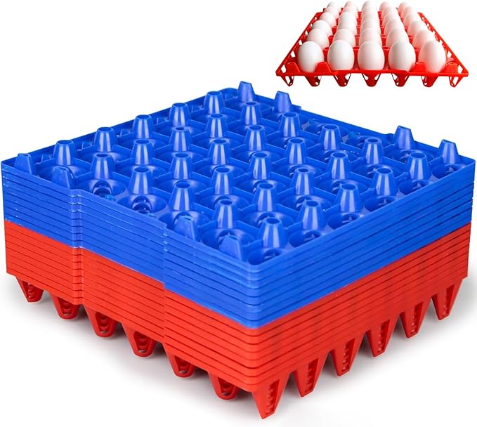 16 Pack Plastic Egg Tray Egg Crates, 30 Egg Flats Stackable, Reusable Egg Storage Trays for Chicken Coop & Farm, Large Plastic Egg Holder for Collecting, Storing & Transporting Eggs