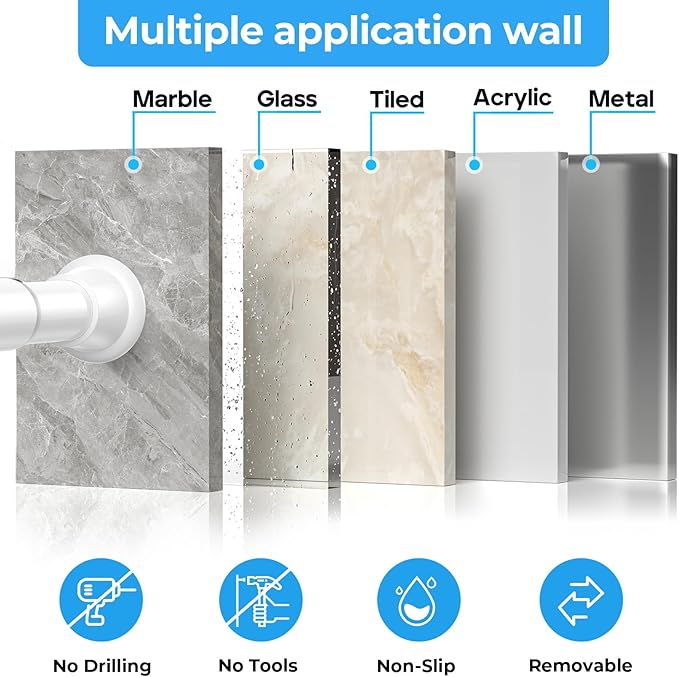 2pack Tension Curtain Rod 30 to 62 Inch, White Spring Tension Curtain Rod Adjustable Expandable Curtain Rod No Drilling, Spring Loaded Curtain Rods for Windows, Bedroom, Doorway Door, Closet