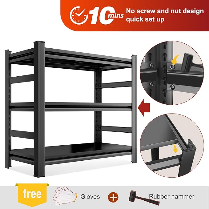 3-Tier Storage Shelves, Adjustable Pantry Shelves，KitchenStorage Standing Baker's Racks, Shelving Unit for Kitchen, Living Room, Dinning Room, Coffee Bar (31.5'H×27.6'W×11.8'D)