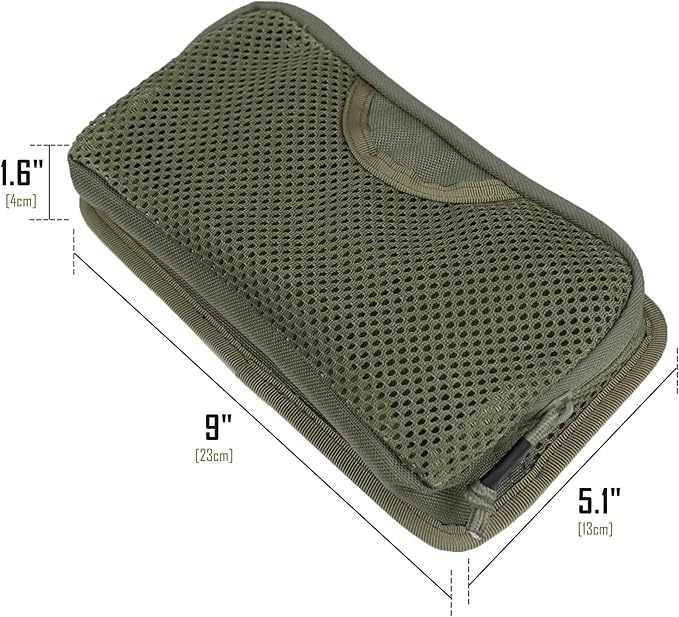 LIVANS Tactical Mesh Zipper Pouch, Modular Insert Panel Organizer EDC Utility Storage Pocket with Hook-N-Loop Fasteners for Backpack Bag Accessories