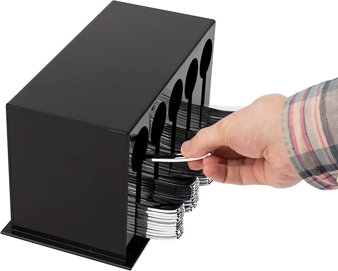 Mind Reader Utensil Dispenser, Silverware Organizer, Plastic Fork and Spoon Dispenser, Kitchen, 11"L x 5.75"W x 6"H, Black