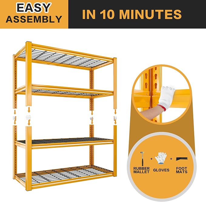 REIBII 40" W Heavy Duty Metal Shelving 2240 LBS Load Capacity 4 Tier Adjustable Retail Display Shelving for Storage Garage Shelves for Basement Warehouse 40" W × 19.5" D × 59.5" H, 2 Pack