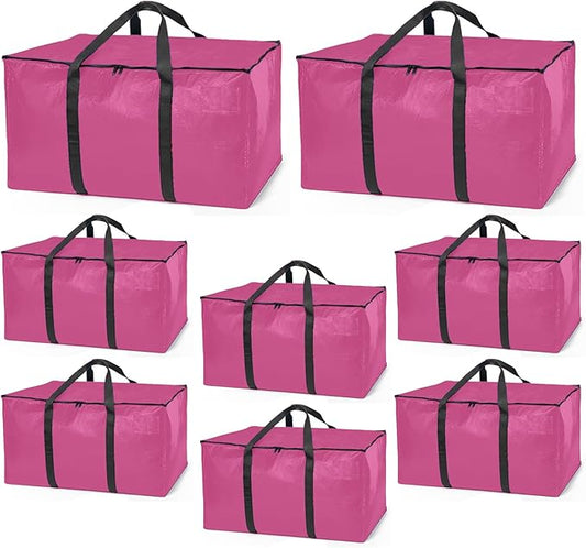 ClearSpace Oversized Moving Bags or Storage Bag – Large Moving Boxes with Backpack Straps, Zippers & Handles – Heavy-Duty Packing Bags for Moving, College Dorm, Christmas Decorations, 8 Pack