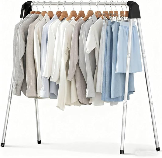 APEXCHASER 55 Inch Clothes Drying Rack Foldable, Stainless Steel Laundry Drying Rack Collapsible, Clothes Hanger for Sweater Baby Clothes Towel for Indoor & Outdoor, Portable Clothes Airer for Travel