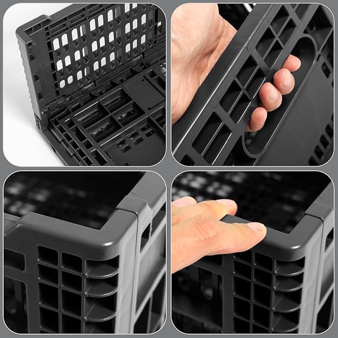 Collapsible Storage Bin Containe，52 Liter Transferheavy duty plastic storage box,milk crates heavy duty Transit storage of various items black (2)