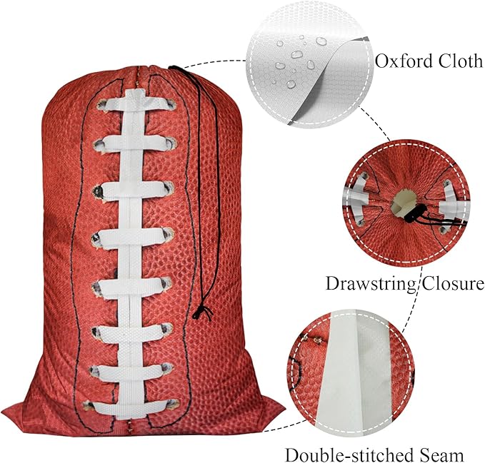 Swono Football Laces Laundry Basket Clothes Hamper Bag Close Up Of American Soccer Collapsible Dirty Clothes Storage Laundry Organizer