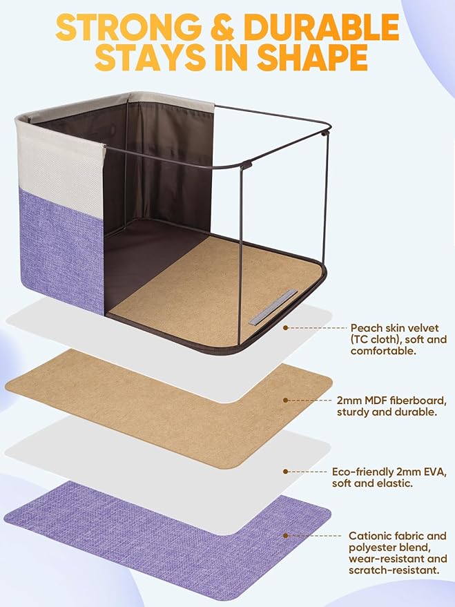 BALEINE 2 Pack Fabric Closet Storage Bins for Shelves, Linen Closet Organizers and Storage, Decorative Baskets for Organizing, Shelf, Clothes, Home, Office (Lavender, 17''x13''x10.5'')