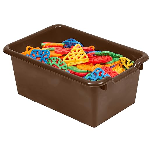 ECR4Kids Scoop Front Storage Bin, Multipurpose Organization, Chocolate, 5-Piece (Pack of 2)