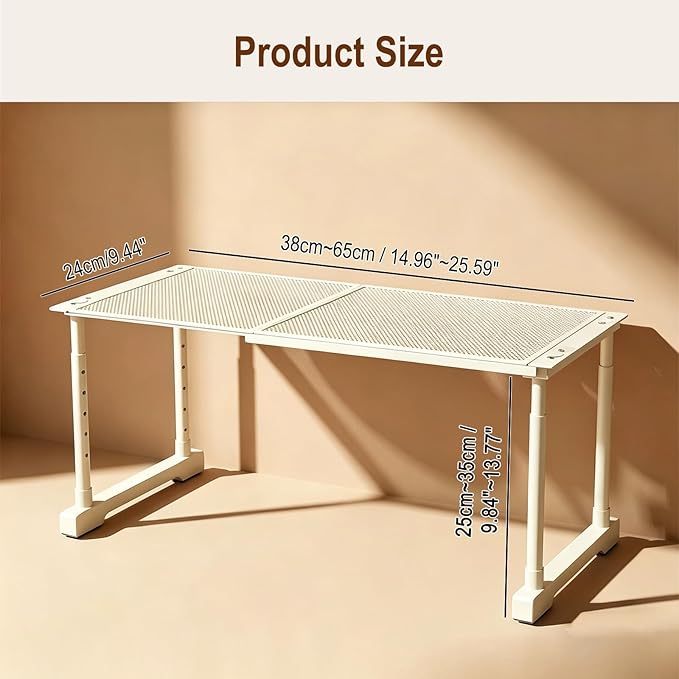 Expandable Cabinet Shelf Orgnizers, Stackable Kitchen Counter Shelves, Adjustable Height Pantry Cupboard Shelf, for Bathroom, Wardrobe, Under Sink Countertop (1)