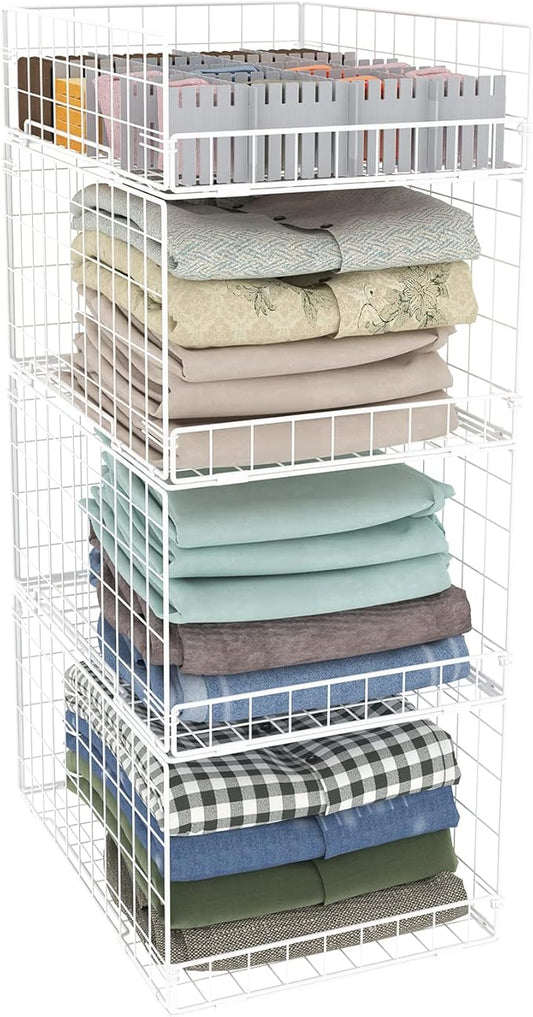 Cidaziya Closet Organizers and Storage Shelves for Clothes, Collapsible Stackable Storage Bins Organizer Baskets Containers Drawers for Truck Camper Closet RV Closets Pantries Cupboard Wardrobe