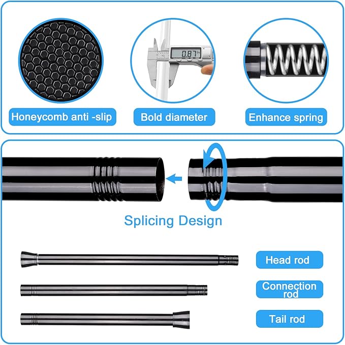 Tension Curtain Rod Black Tension Rod 2pcs Spring Curtain Rod Non Slip Tension Rods For Windows 28 to 48 Inch No Drilling Adjustable Tension Rods of Curtain Window Closet Kitchen Wardrobe