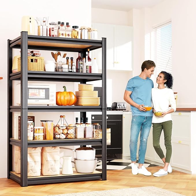 71.2''H Storage Shelves, 2000lbs Garage Shelving,Adjustable Heavy Duty Shelving Unit,5T Tall Garage Shelves，Wood Metal Standing Shelf Units,Utility Rack for Kitchen 2Pack