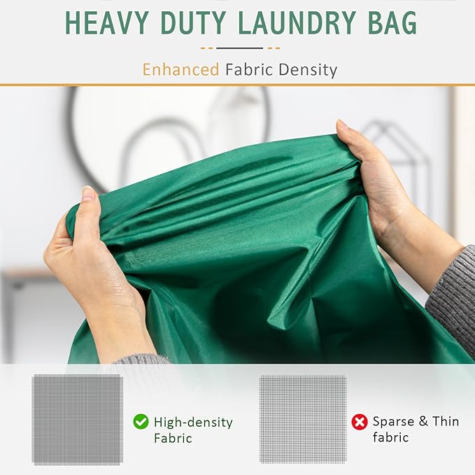 Isink Extra Large Laundry Bag With Handles, Heavy Duty, Travel Laundry Bag for Dirty Clothes, 28" x 40" (Green)