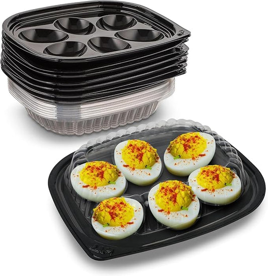 MT Products Clear Deviled Egg Containers with Lid 6.5" x 5.63" x 1.19" - Deviled Egg Platter Tray 6 Eggs (Case of 408) - Made in the USA