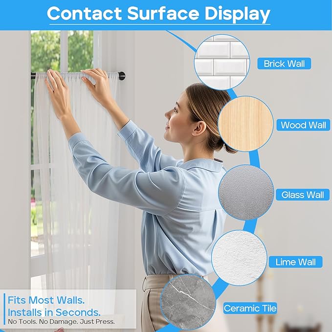MEXAU 2pack Short Tension Curtain Rod 8 to 12.5 Inch，Spring Tension Rods Black Curtain Rods Adjustable Spring Rod Mini DIY Tension Rods No Drill for Slim Window Cupboard