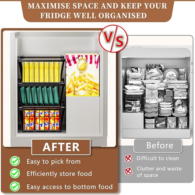 Freezer Organizer Bins ，Enhanced Leak-Proof Bottom，4 Pack Stackable Deep Freezer Organizer Bins for 5 Cu.FT Small Chest Freezer，organization and storage，pantry organizers（for 5 Cu.Ft