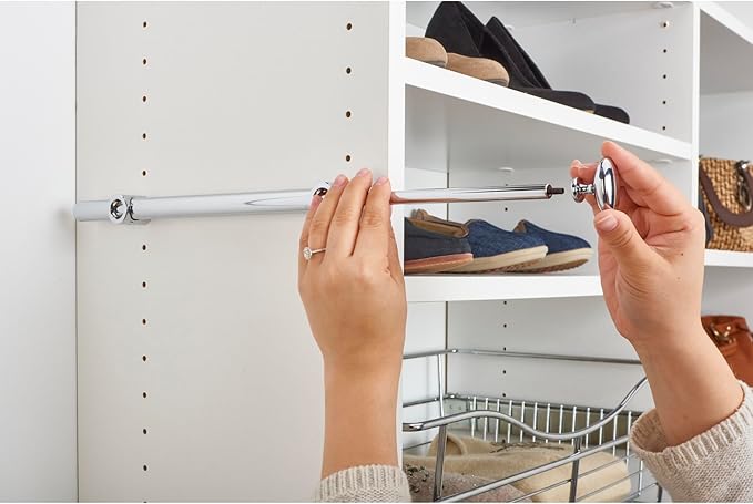 Rev-A-Shelf 14" Pull Out Valet Rod, Extendable Sliding Clothes Storage Hanging Rack with Mounting Hardware, Chrome, CVR-14-CR (2 Pack)