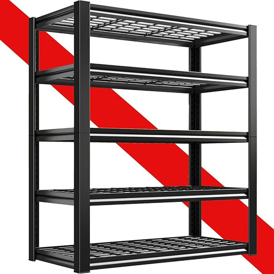 72H Storage Shelves Heavy Duty,2800 LBS Garage Storage Shelves,5-Tier Adjustable Metal Shelving,for Garage,Warehouse,Basement,Pantry,16"x35.5"x72"