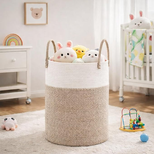 Laundry Basket 58L, Large Laundry Hamper for Dirty Clothes, woven baskets for storage Bedroom, Bathroom & Nursery, Sturdy Laundry Bin for Blanket Storage, Kids Clothes Hamper