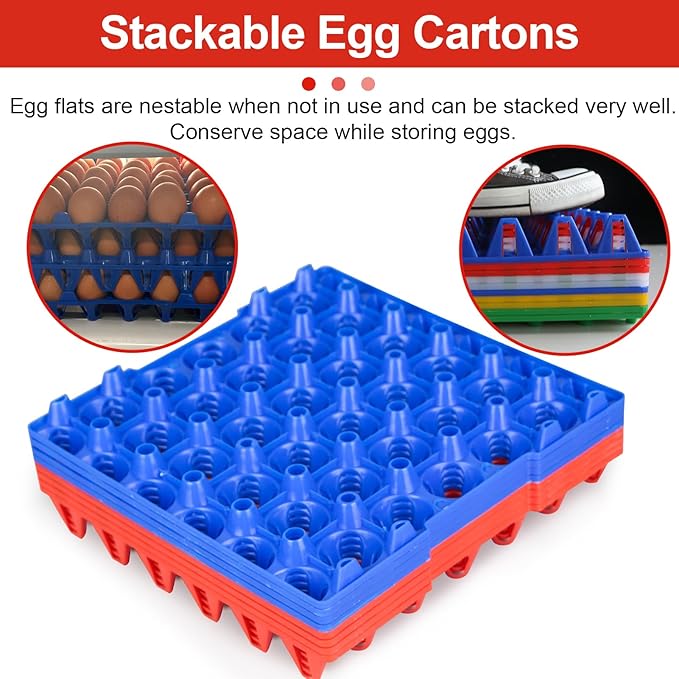 16 Pack Plastic Egg Tray Egg Crates, 30 Egg Flats Stackable, Reusable Egg Storage Trays for Chicken Coop & Farm, Large Plastic Egg Holder for Collecting, Storing & Transporting Eggs