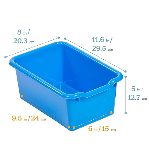 ECR4Kids Scoop Front Storage Bin, Multipurpose Organization, Blue, 15-Piece