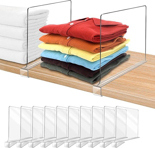 Acrylic Shelf Dividers for Closet Organization 10PCS Closet Shelf Divider Closet Dividers for Shelves Shelf Organizer for Closet Shelf Organizer for Wood Closet Separator Clear