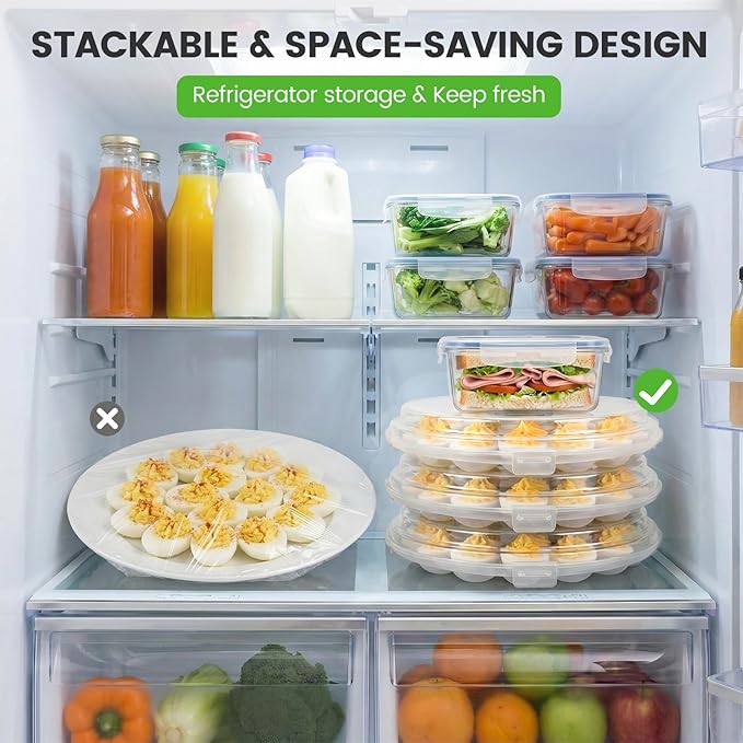 HANSGO Deviled Egg Containers with Lid, Portable Deviled Egg Platter Carrier Holder Trays with 22 Slots for Holiday Party and Home Kitchen, Clear