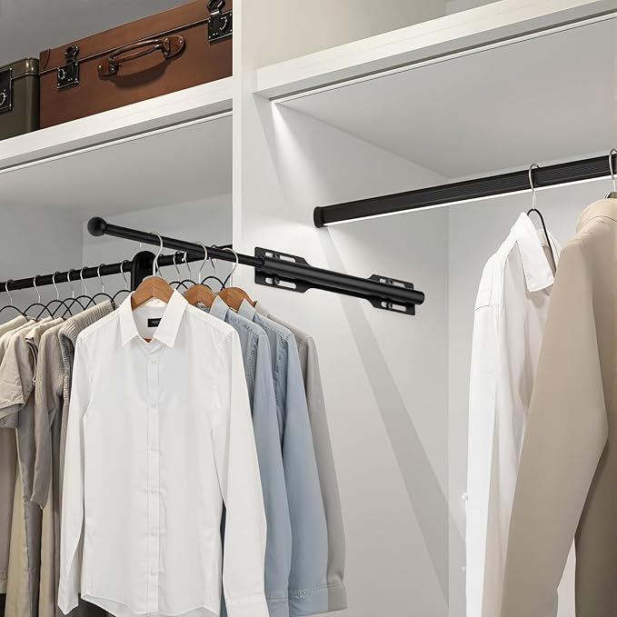 Pull-out Valet Rod for Closet 2 Pack, Black