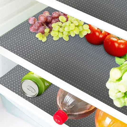 8 Pcs Refrigerator Liners Mats Washable, Refrigerator Mats Liner Waterproof Oilproof, Shinywear Fridge Liners for Shelves, Cover Pads for Freezer Glass Shelf Cupboard Cabinet Drawer (8 Gray)