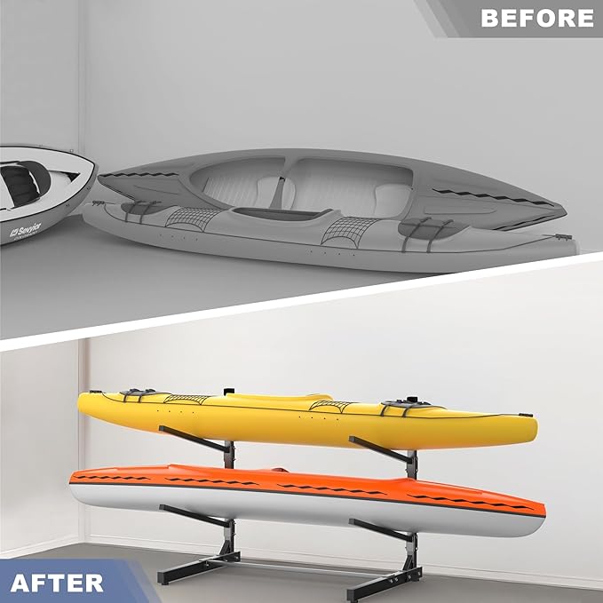 WALMANN Garage Kayak Rack, Heavy-Duty Metal Kayak Storage Rack Adjustable Freestanding Kayak Stand