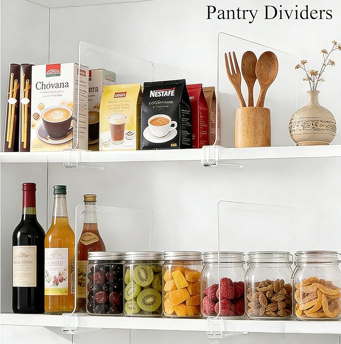 Acrylic Shelf Dividers for Closet Organization: Clear Handbag Purse Organizer for Closet - Shelf Separators for Sweater Sweatshirt Clothes Towel in Bedroom Kitchen, 4Pack