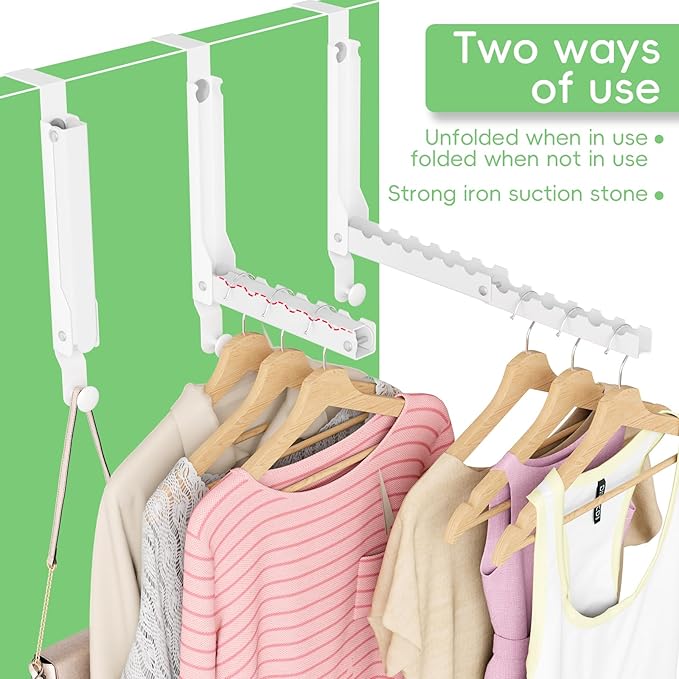 Over The Door Hooks, Extended Over The Door Clothes Hanger with 11 Ridges,Space-Saving Over The Door Drying Rack,Over the Door Hangers for Clothes,Larger Capacity Over The Door Hanger.