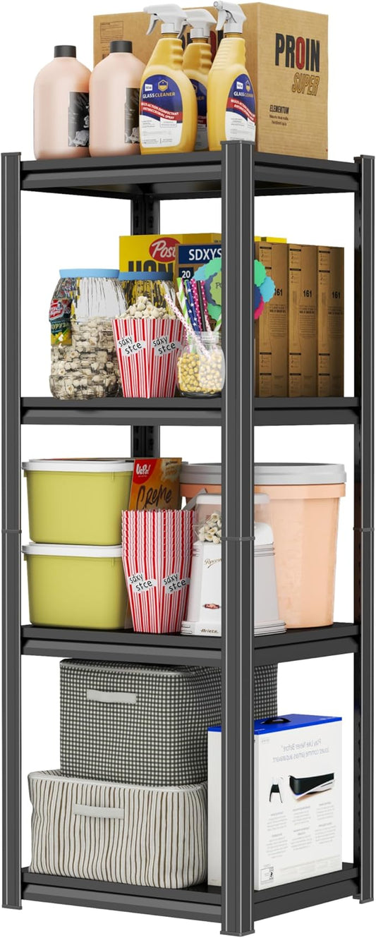 PRESTELION 44" H Storage Shelves 4-Tier Metal Shelf 2000LBS Garage Shelving Unit Adjustable Shelf for Basement, Warehouse, Pantry, Closet, Kitchen 44" H x 13.8" W x 11.8" D, Black