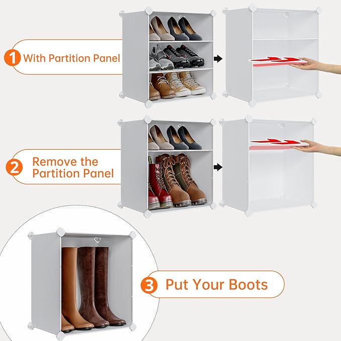 MAGINELS 72 Pairs Shoe Rack Organizer,Shoes Storage Cabinet,Shoe Closet Storage Organizer System,Large Tall Shoes Shelves for Living Room,Closet,Bedroom,Hallway, White(48x12x72in)