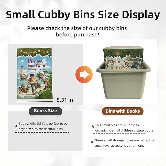 RAUVOLFIA 6 Pack Small Cubby Bin Storage Bins, Multi-Purpose Plastic Storage Bins Stackable Organizer Storage Cubbies for Home, Playroom, Classroom (Boho)