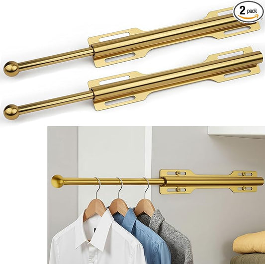 Pull-out Valet Rod for Closet 2 Pack, Brushed Gold
