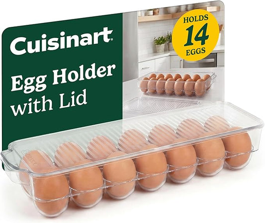 Best Brands Cuisinart Egg Holder for Fridge with Lid – Easy-to-Use Clear Stackable Egg Organizer for Refrigerator Storage, Holds Up to 14 Eggs, Space-Saving Container