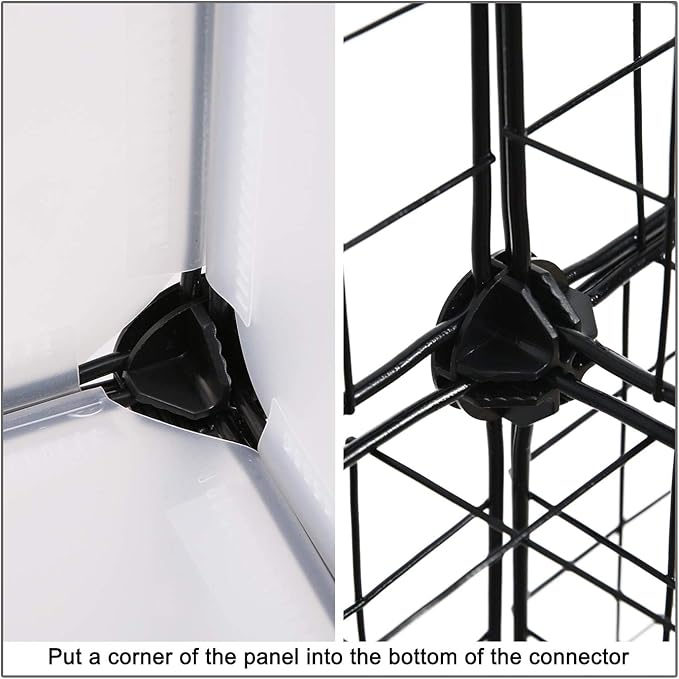 C&AHOME 24 pcs Wire Cube Plastic Connectors for Cube Storage Modular Closet Organizer and Metal Grid Shelving Unit Black