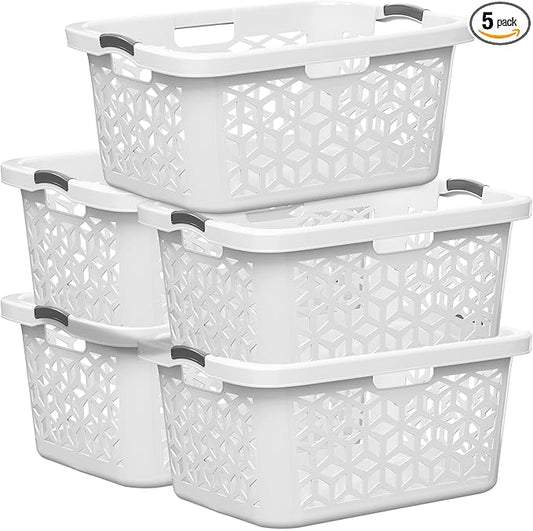 EconoHome Laundry Basket - Large 2 Bushel Laundry Basket with Handles - Stackable Plastic Hamper for Dirty Clothes - Storage Bin & Organizer for Bathroom, Bedroom - White, 70.5L Capacity – Heavy Duty