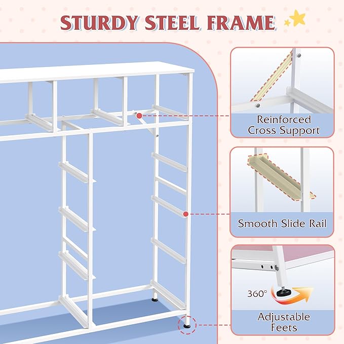 WLIVE Storage Organizer Unit with 11 Fabric Bins, Storage Drawers Organizer with Steel Frame, Tall Storage Tower Organizaton for Living Room, Hallway, Office,A-Pink