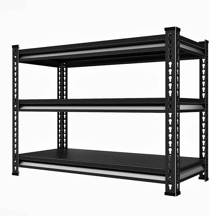 Metal Storage Garage Shelving: 40''W 1,200 Lbs Heavy Duty Steel Utility Storage, 3 Tier Adjustable Rack Units Adjustable Black 40" W x 16" D x 36" H