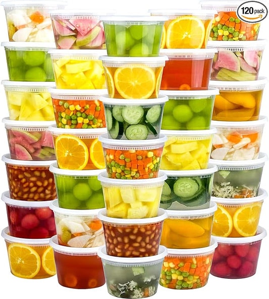 Dipoo 60 Sets (120-Piece) Deli Containers with Lids 16 oz, Leak-Proof & BPA Free Airtight Takeout Plastic Food Storage Containers for Soup, Freezer/Microwave/Dishwasher Safe