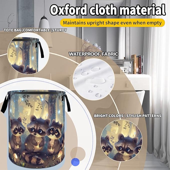 Axolotl Laundry Basket Hamper for Boys Girls Kids Adults, Foldable Waterproof Oxford Clothes Storage Bin, Ocean Organizer for Bedroom Bathroom Room Decor 19.7"x15.8"