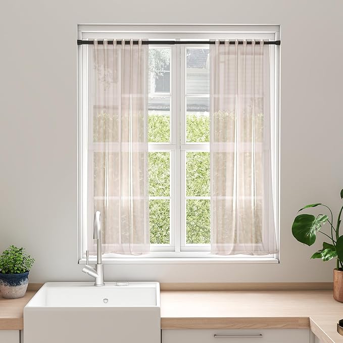 FVONZON Tension Curtain Rod Black Spring Tension Curtain Rods 26-39 inch 6Pack Adjustable Spring Rods Extendable Tension Rod For Closet, Window, Kitchen,Bookshelf,Bathroom