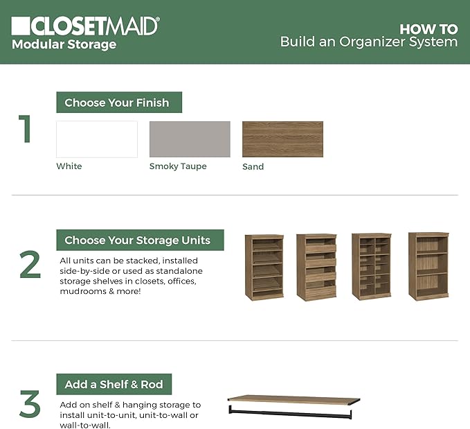 ClosetMaid Modular Storage 12-Shelf Unit with Dividers, Sand