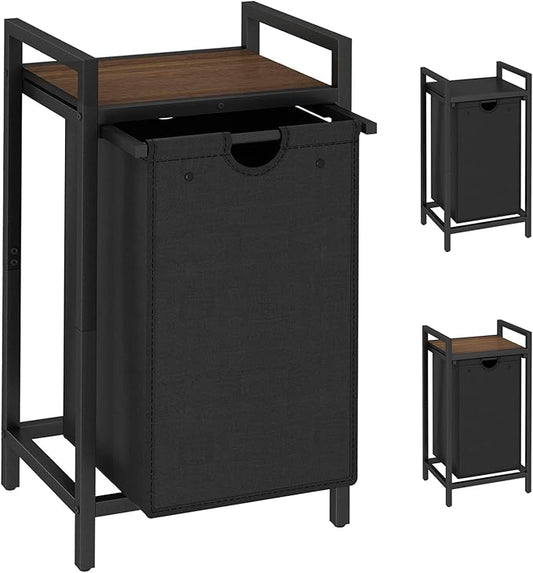 LAATOOREE Laundry Hamper, Two-Color Laundry Basket with Removable Laundry Bag and Top Shelf, Clothes Hamper for Samll Space,Laundry Room, Bedroom, Bathroom