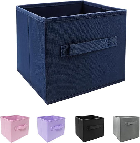 EBIGIC Small Storage Bins,Collapsible Fabric Storage Organizer 9.0"x7.5"x7.5",Mini Storage Box,fit for closet, living room, bookshelf, Kids clothes and toys storage and organization Blue