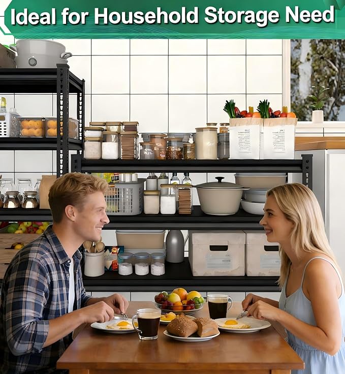 Metal Storage Garage Shelving: 40''W 1,200 Lbs Heavy Duty Steel Utility Storage, 3 Tier Adjustable Rack Units Adjustable Black 40" W x 16" D x 36" H