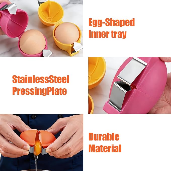 3 PCS Egg Shell Opener Egg Separator for Raw Eggs,Hard Boiled Egg Peeler Egg Cube Egg Separator,Quickly Cutting Off Cooked Eggs,Stainless Steel Eggshell Breaker Kitchen Gadgets (3 egg)