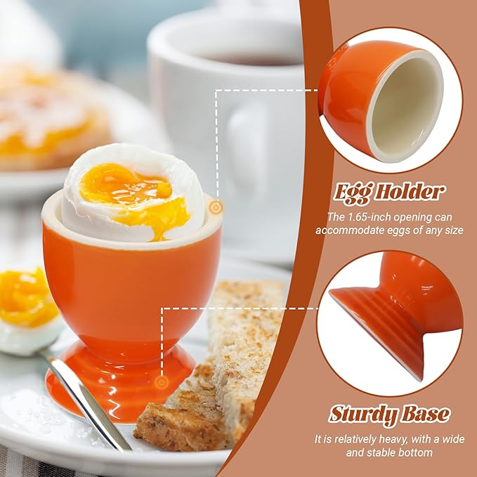 Orange Egg Cup, Ceramic Boiled Egg Holder Stoneware Porcelain Holder Gift Set Breakfast Cooking/Childhood Memories